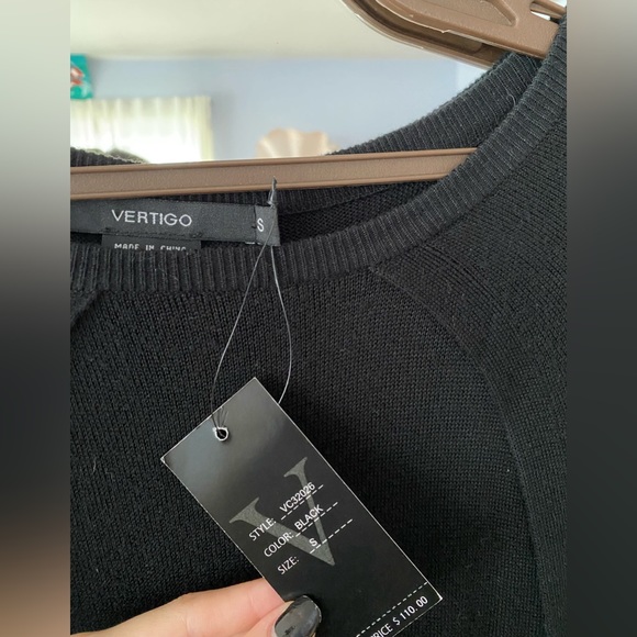 Carteblanche Caplet Sweater Vertigo Paris Black Shawl Mid Sleeve Dress Size S - Picture 4 of 6